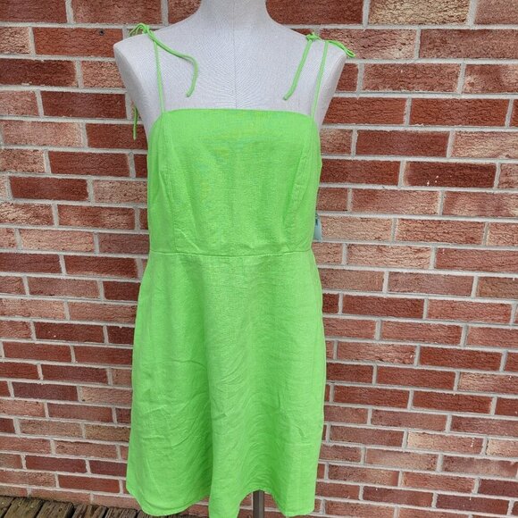 Old Navy Linen Blend Sun Dress Women's Size Large New with Tags Green - Picture 1 of 7
